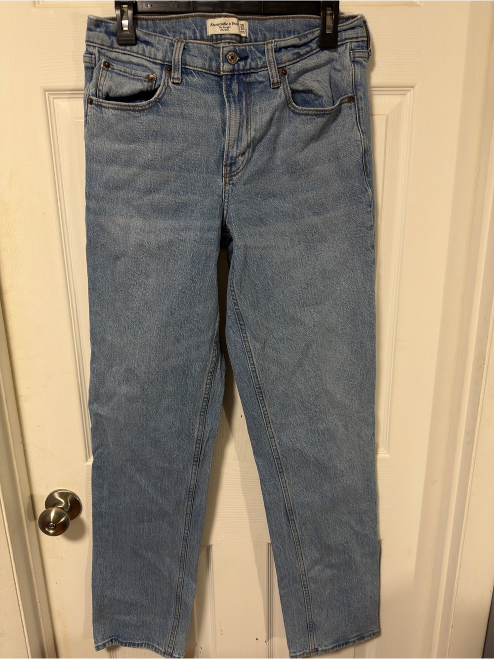 Abercrombie & Fitch Light Wash Mid Rise Straight Jeans